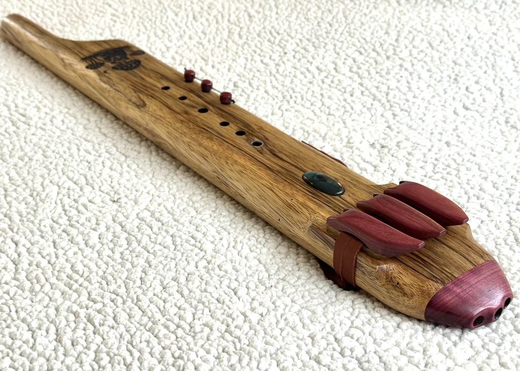 TRIPLE DRONE FLUTE E E B Limba wood Cora Flutes